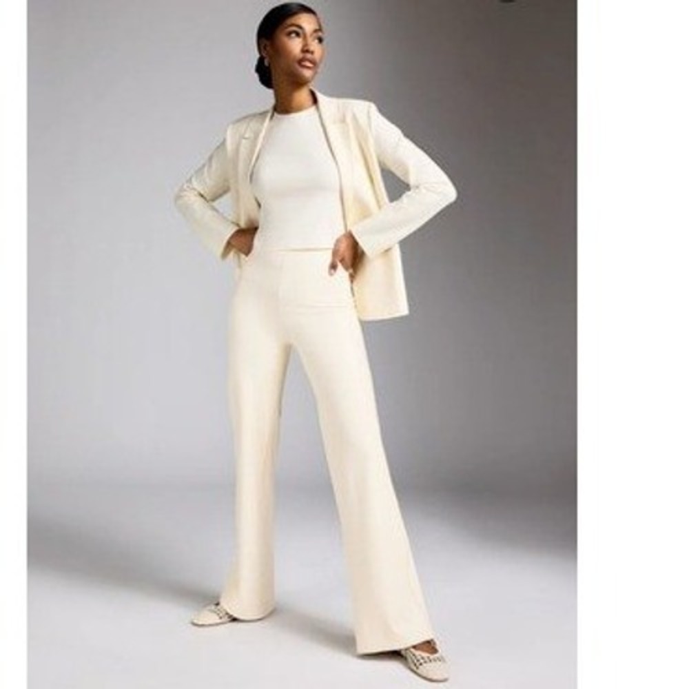 Commando Neoprene CEO Blazer and Pants Set Cream Off White Suit New